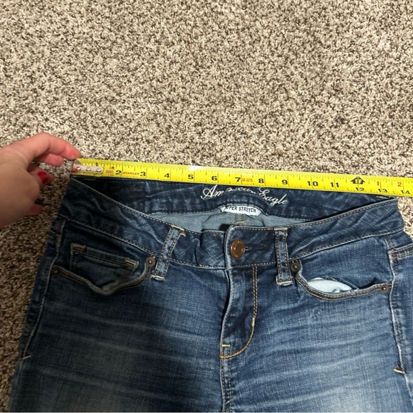 American Eagle Super Stretch Women LowriseBootcut Jeans Size 2 Medium Faded Wash - Picture 6 of 13